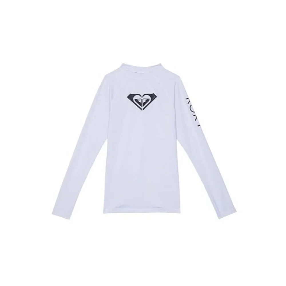 Roxy Youth Girls Size XS/7 Whole Hearted Long Sleeve Swim Rashguard‎ White 2511